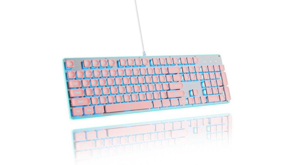 backlit pink gaming keyboard