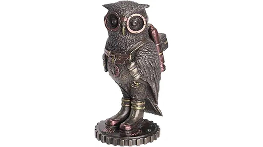 bronze steampunk owl sculpture