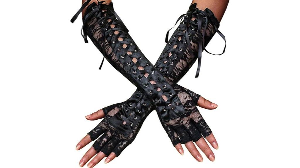 fingerless lace up gloves