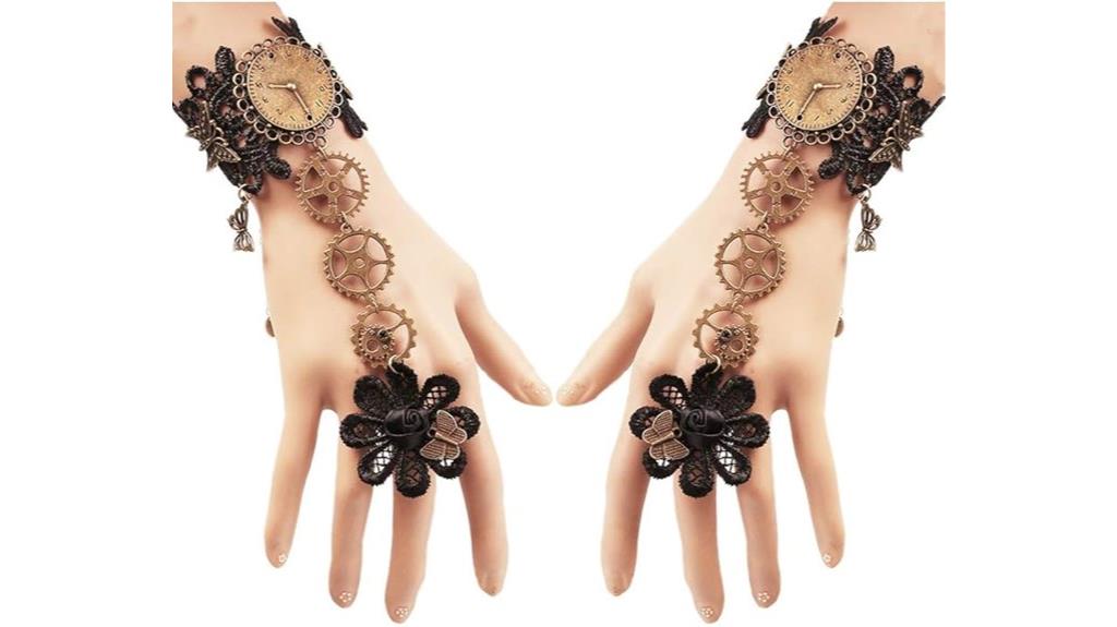 floral lace steampunk gloves