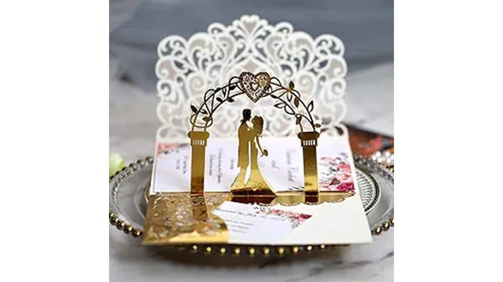 gold 3d wedding invitations