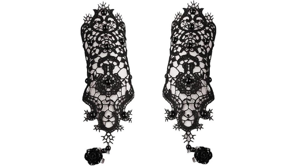 gothic floral lace gloves