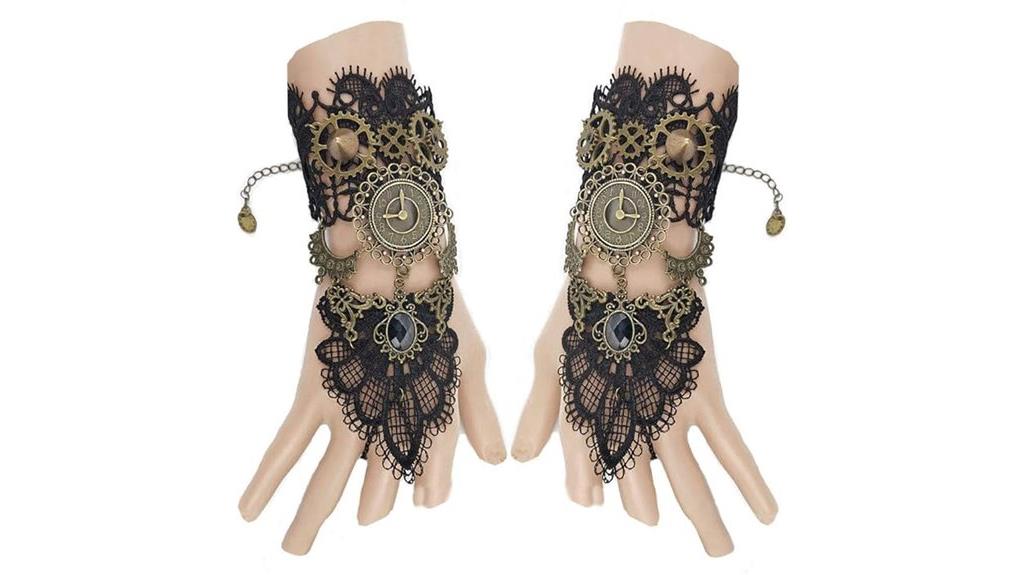 gothic lace wristband gloves