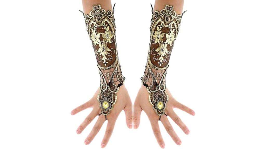 lace gloves with bronzing