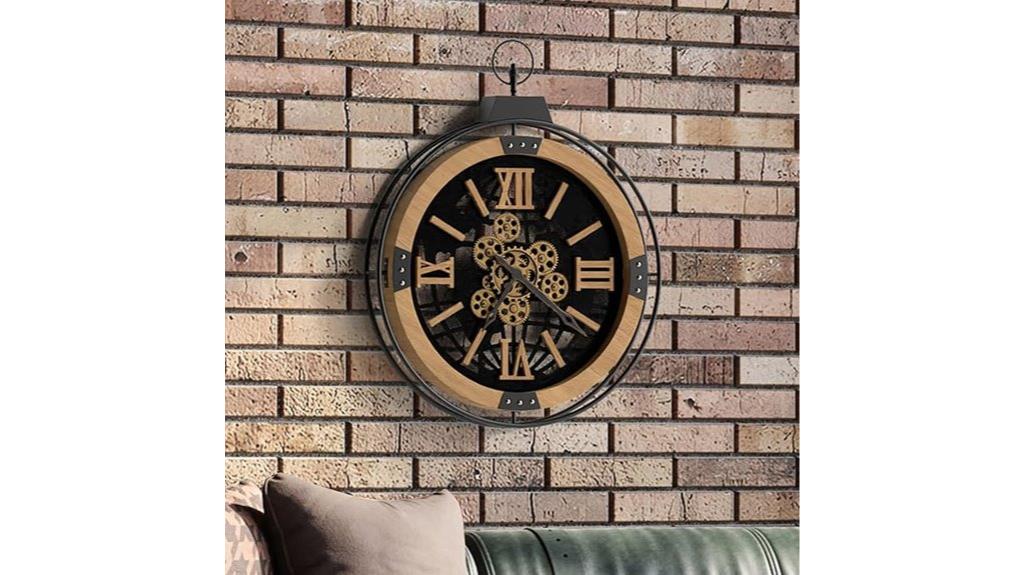 large rustic gear clock