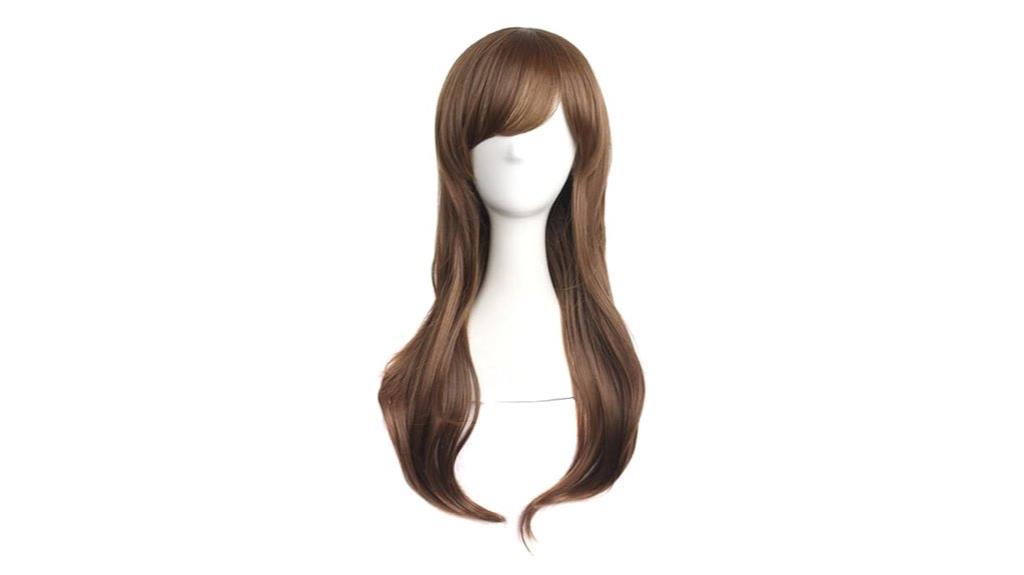 long curly brown wig
