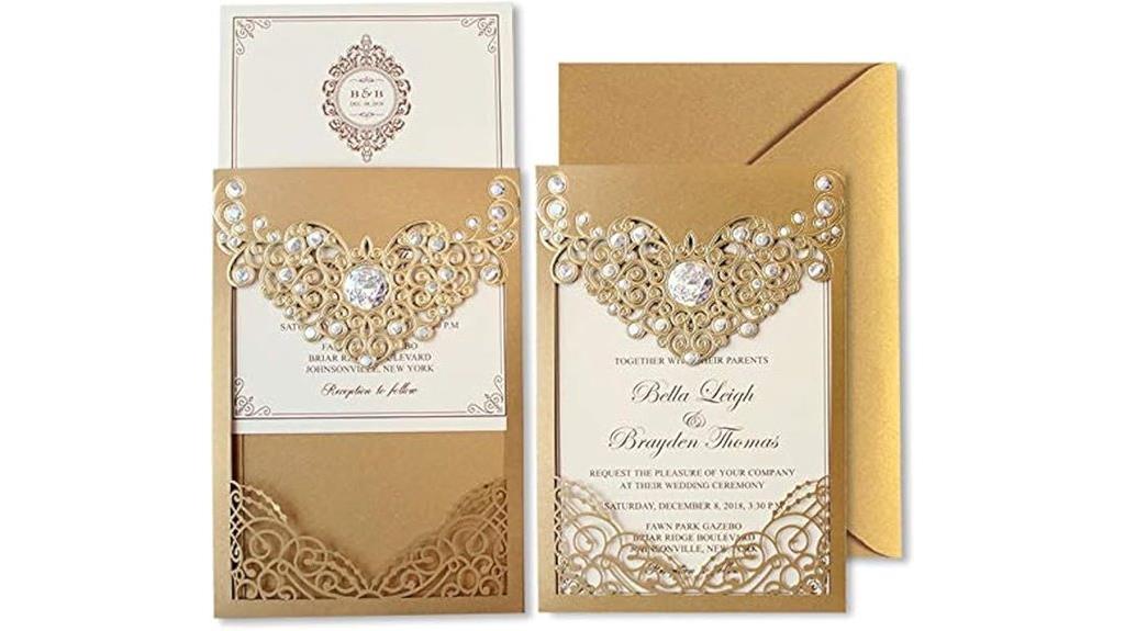 luxury gold wedding invitations