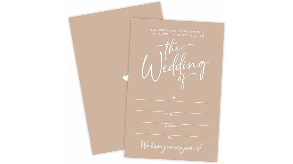 minimalist brown wedding invitations