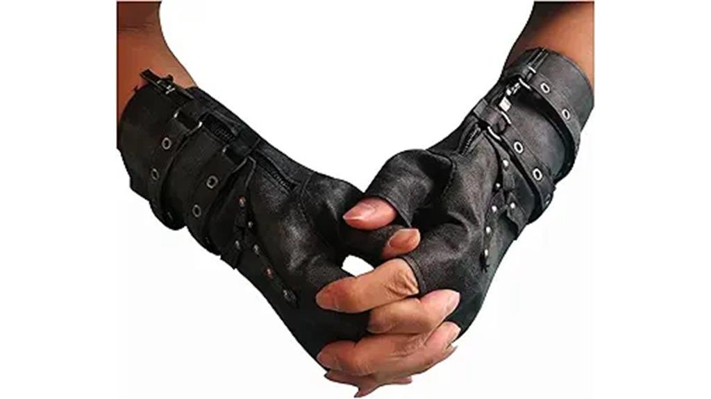 retro leather fingerless gloves