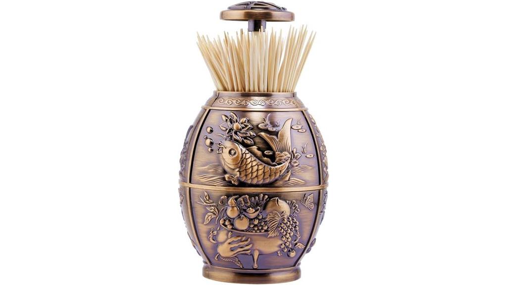 retro metal toothpick holder