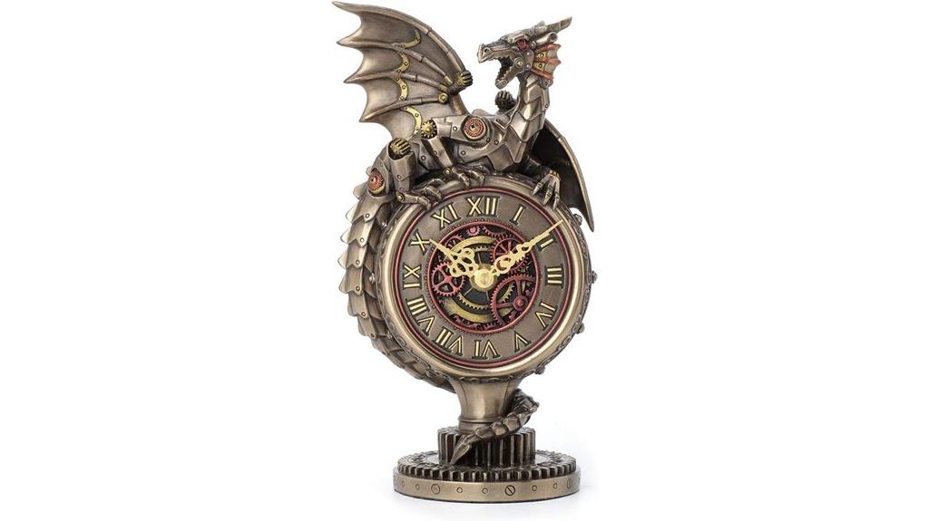 steampunk dragon clock sculpture