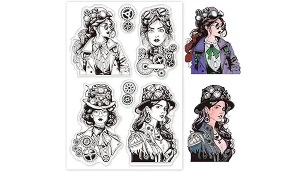 steampunk lady clear stamps