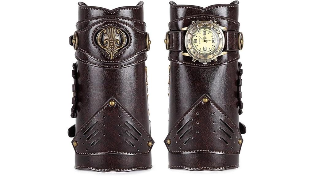 steampunk leather wristwatch and bracers