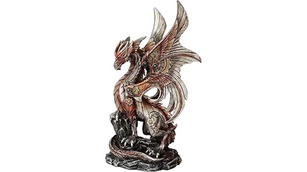 steampunk mechanical dragon statue