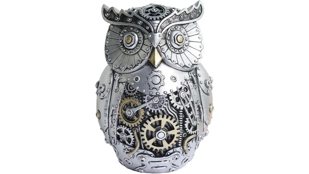 steampunk owl figurine statue
