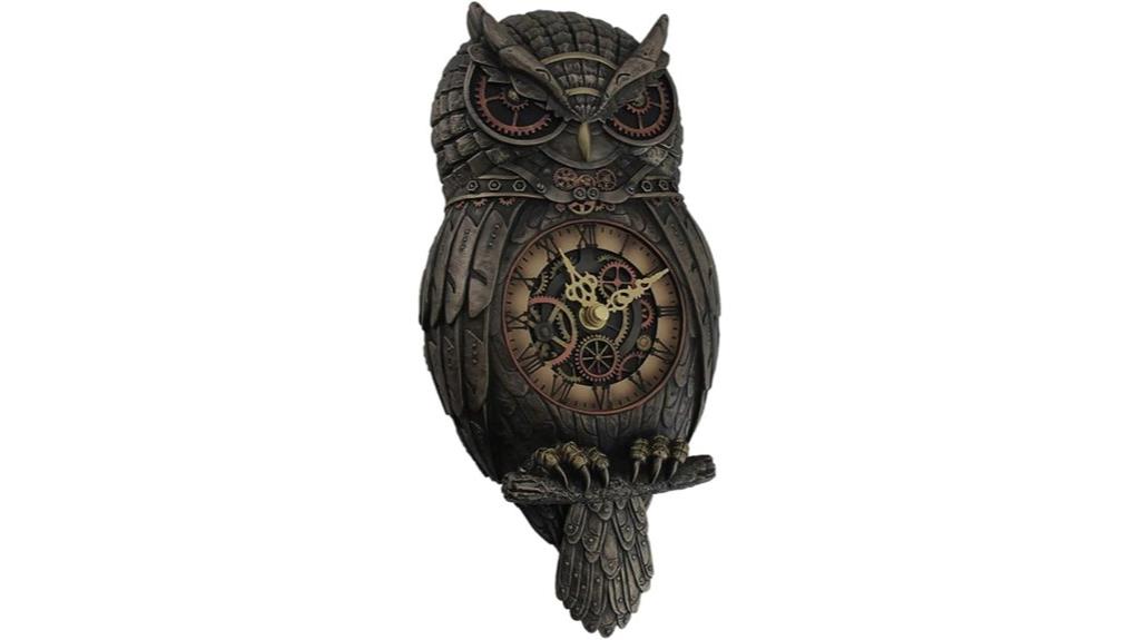 steampunk owl pendulum clock