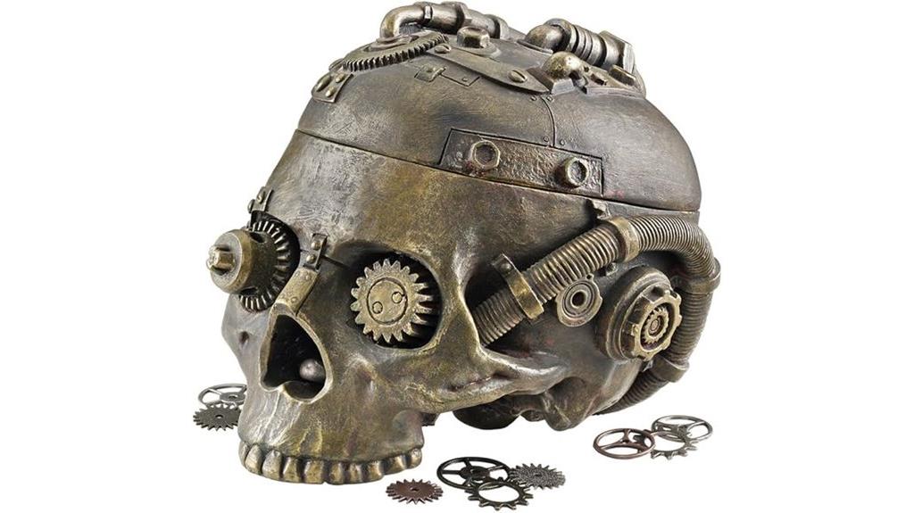 steampunk skull decorative statue