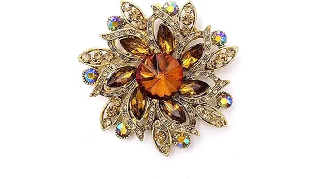 vintage crystal flower brooch