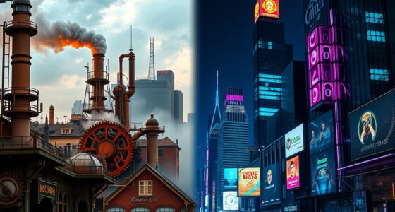 retro futuristic stylistic contrast