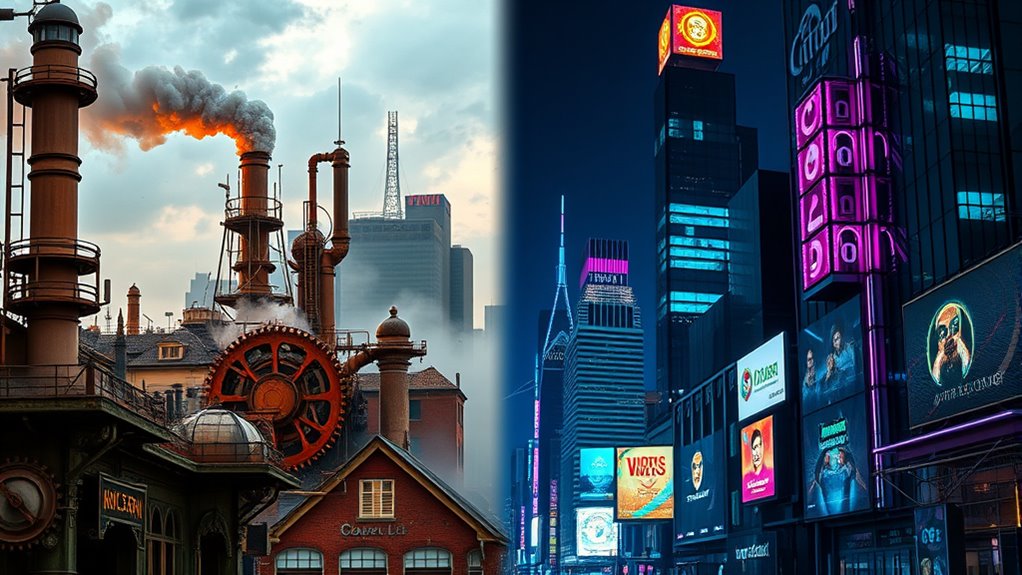 retro futuristic stylistic contrast
