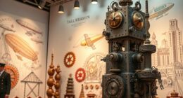 steampunk art illustration to sculpture