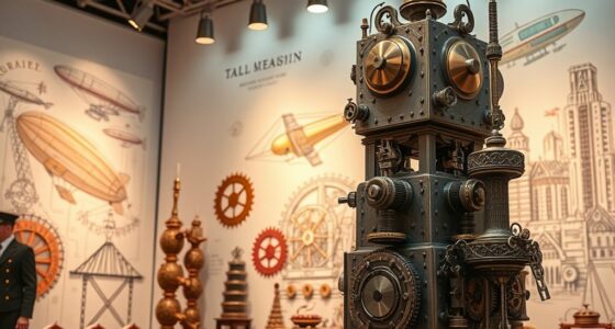steampunk art illustration to sculpture