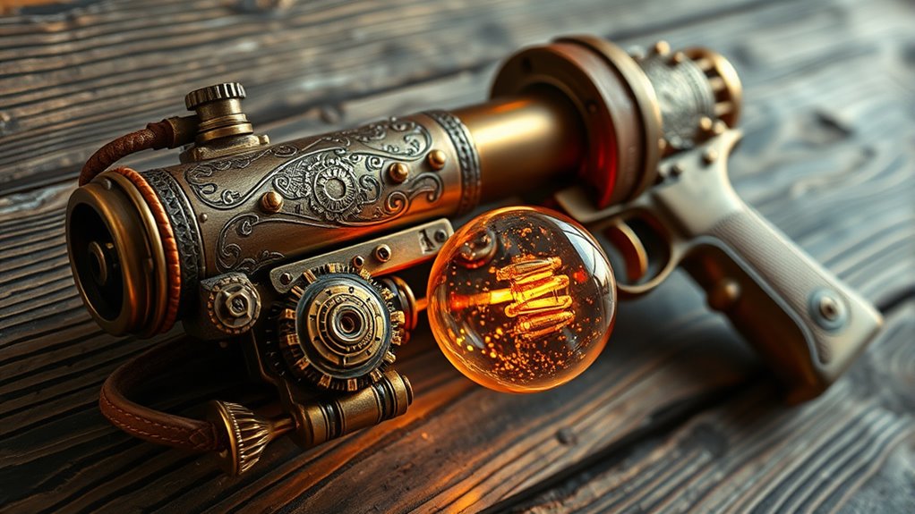 create vintage steampunk ray gun