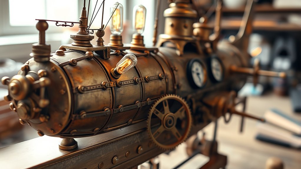 detailed steampunk airship assembly