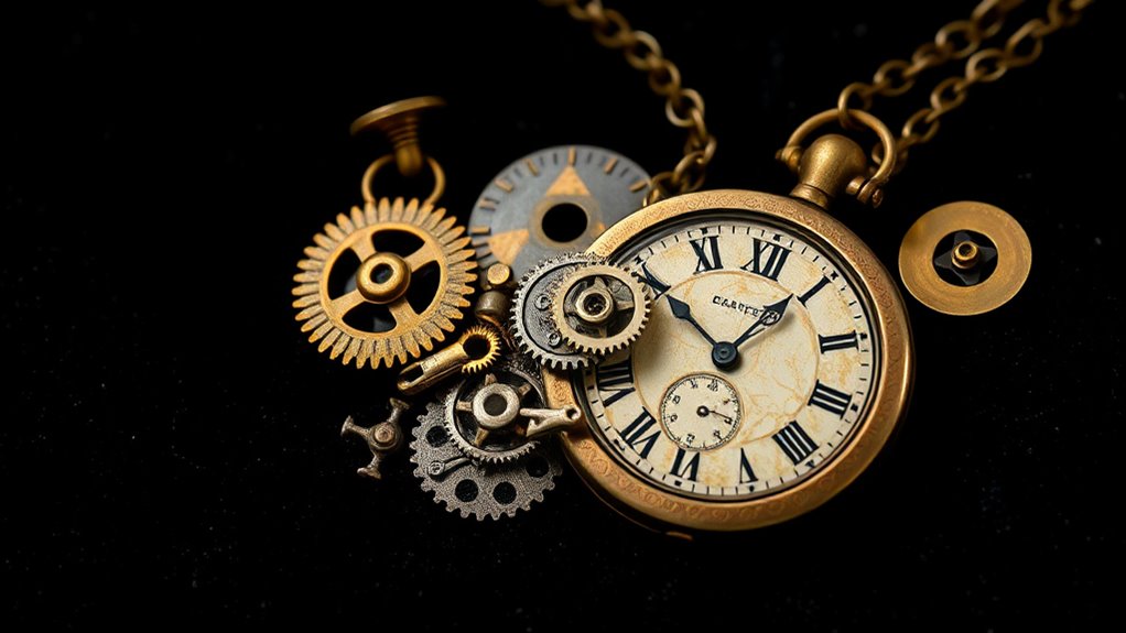 steampunk watch parts necklace