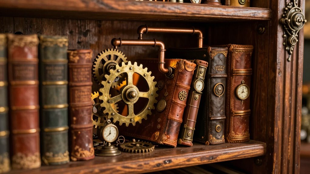 decorative steampunk bookshelf displays