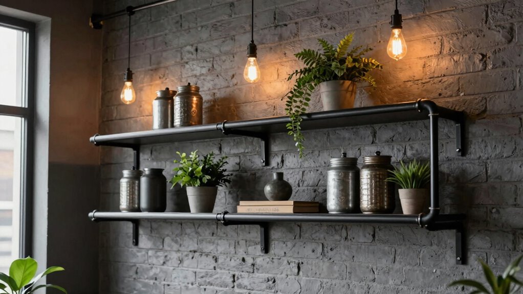 industrial pipe shelving decor