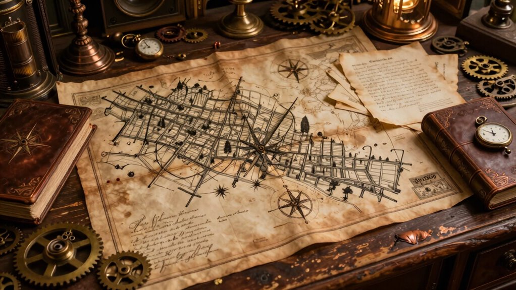 intricate maps and journals