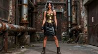leather skirt steampunk styling