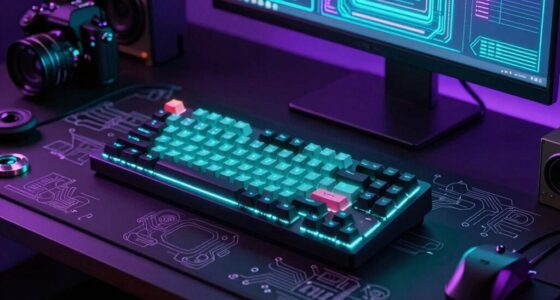 retro futurist keyboard workspace
