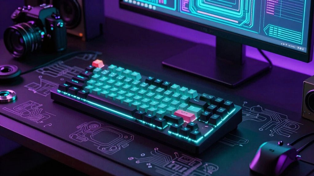 retro futurist keyboard workspace