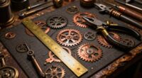 robust steampunk workshop surfaces