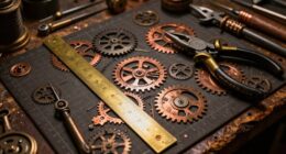 robust steampunk workshop surfaces