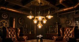 steampunk ambiance with pendant lighting