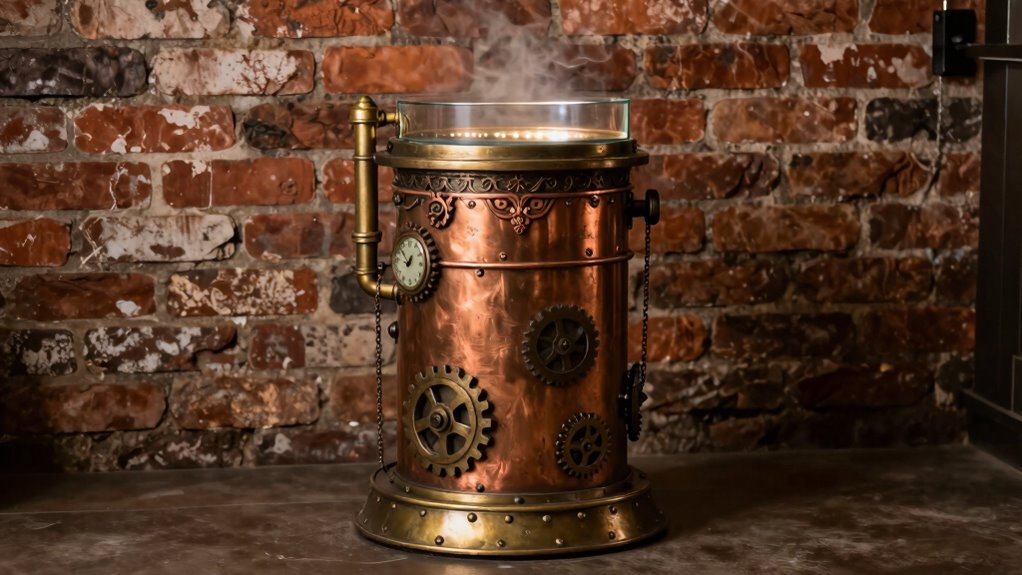 steampunk display with gears