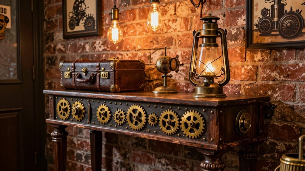 steampunk entryway table ideas