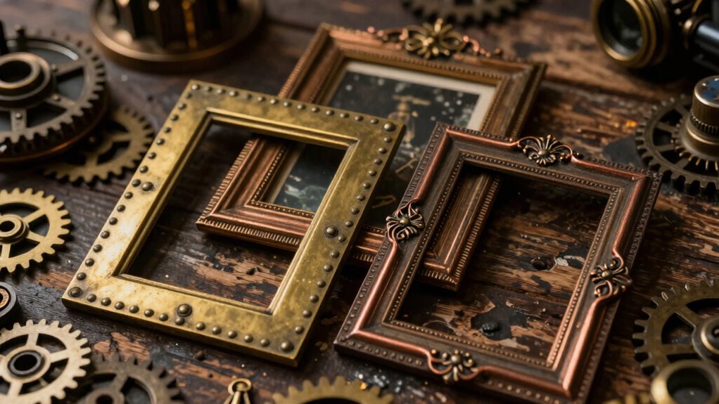 steampunk inspired photo displays