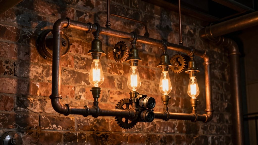 steampunk inspired pipe lighting