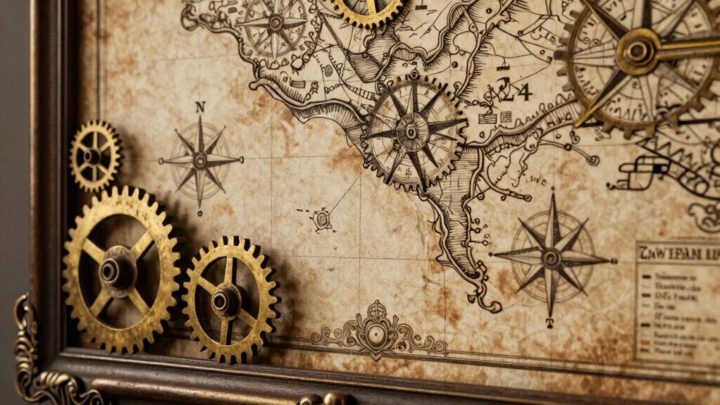 steampunk map wall decor