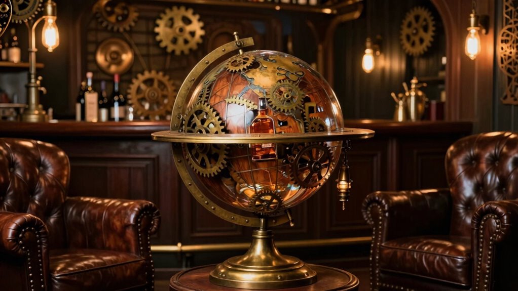 steampunk themed bar decor