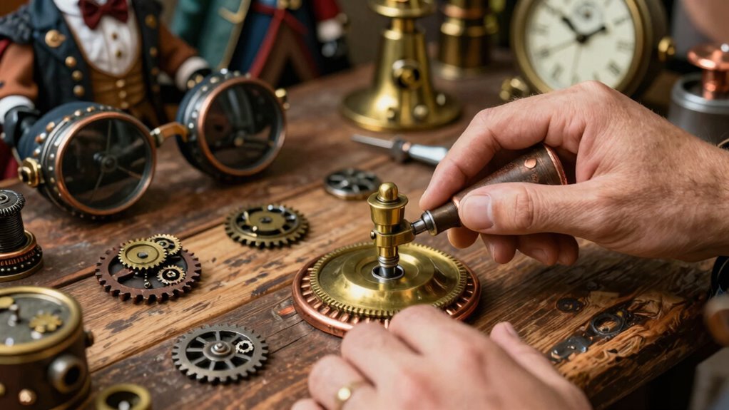 steampunk themed button accessories