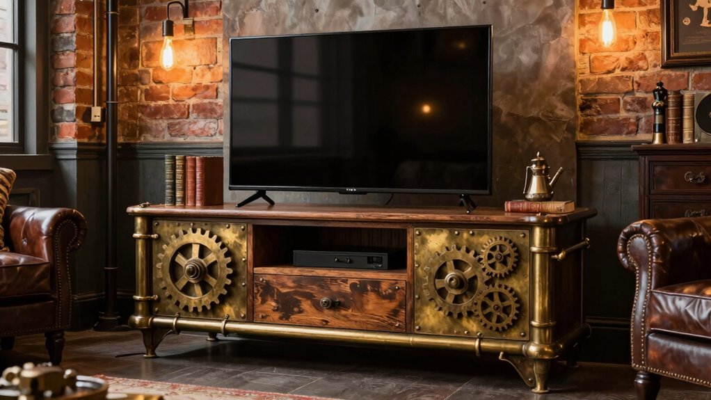 steampunk tv stand decor