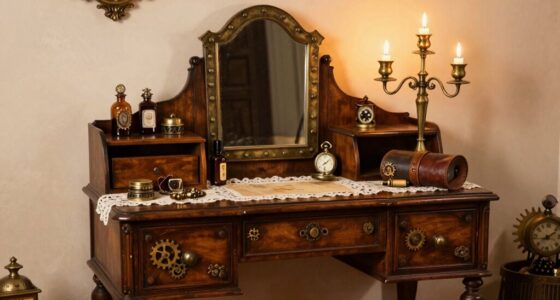 steampunk vanity desk styling