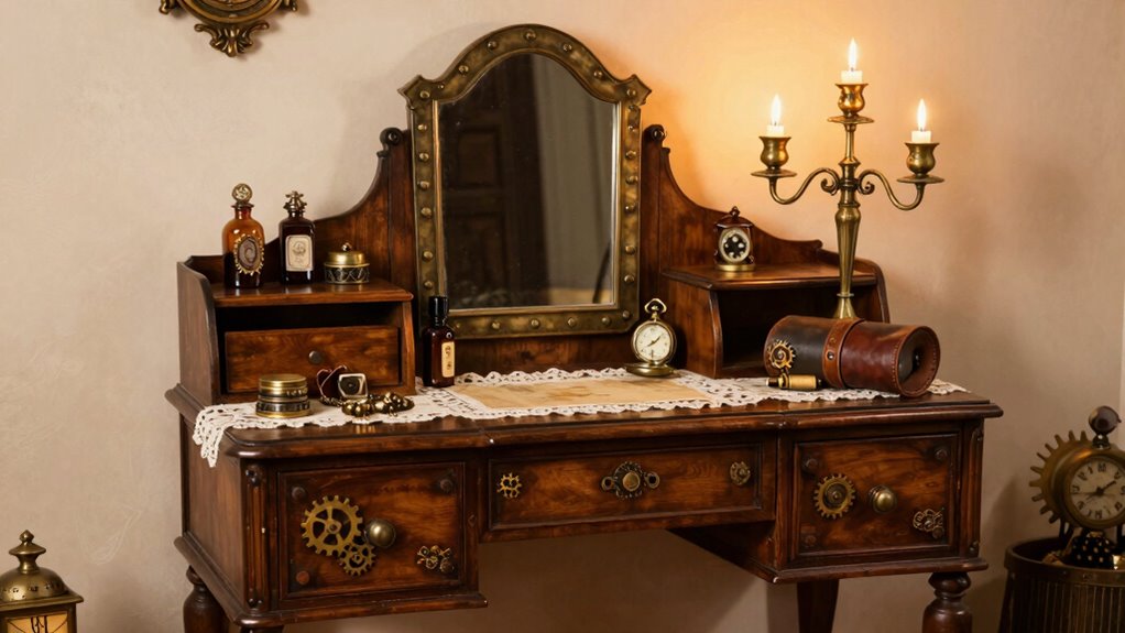 steampunk vanity desk styling