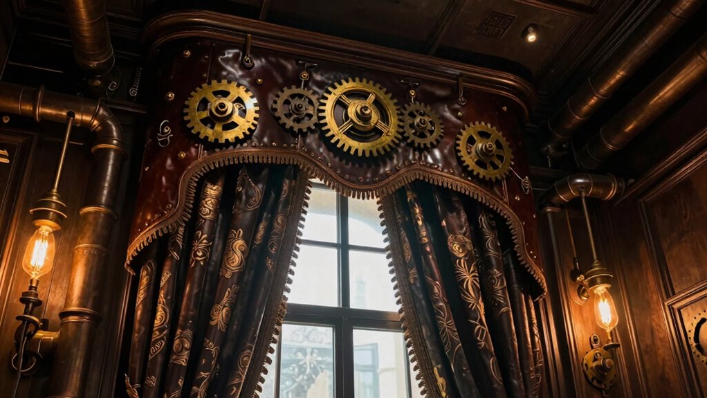tall dramatic steampunk curtains