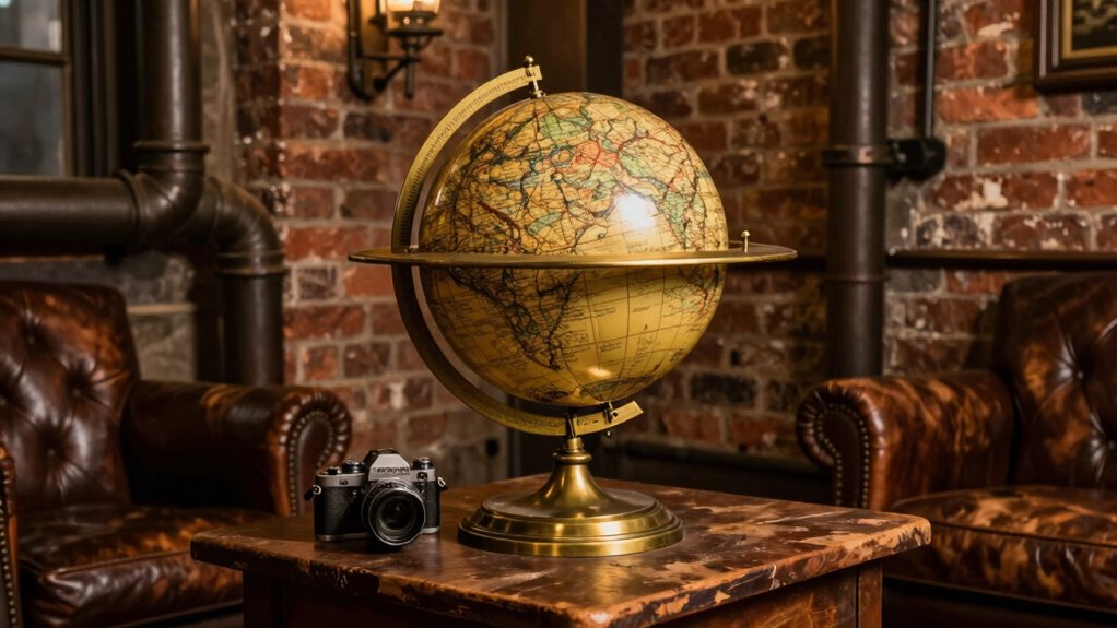 vintage globe with warm illumination